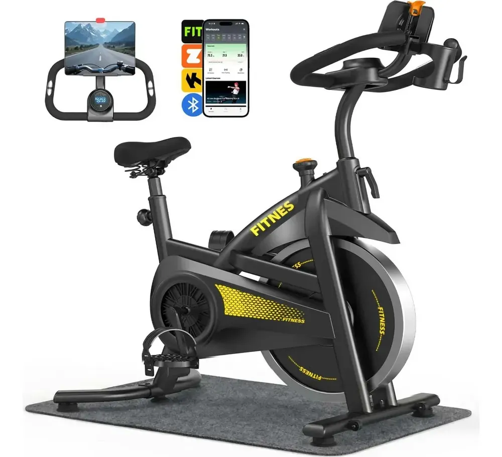 Bicicleta ergométrica spinning Rmira amarela e preta
