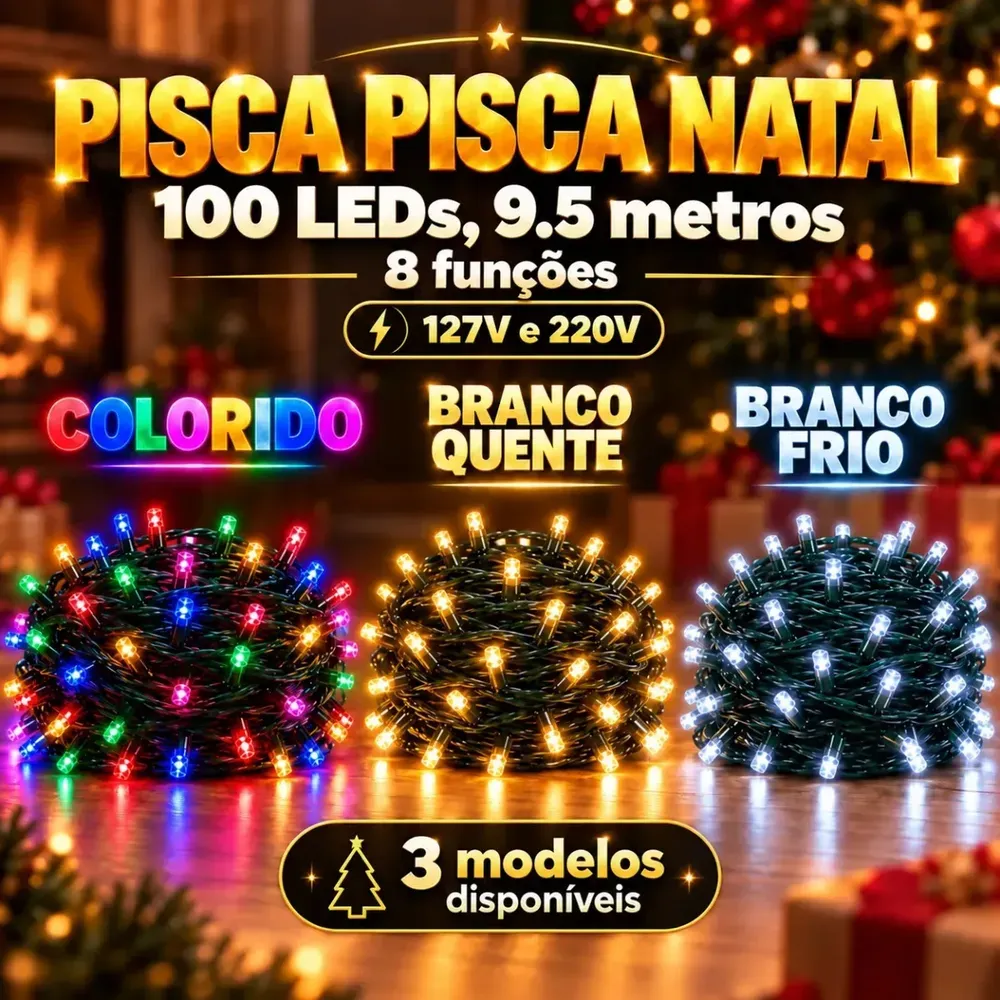 Pisca-pisca LED colorido de 9,5 metros para árvore de Natal