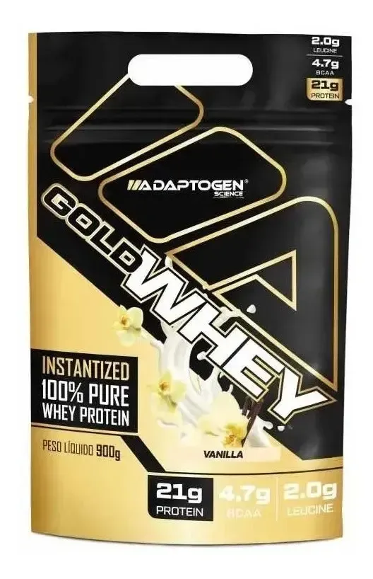 Refil de Gold Whey Adaptogen Science 900 g sabor morango