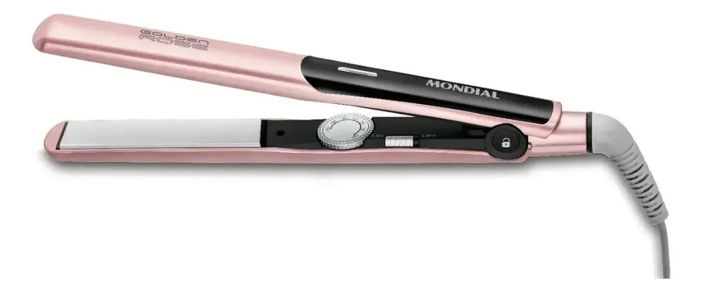 Prancha alisadora Mondial Golden Rose preta e rosé
